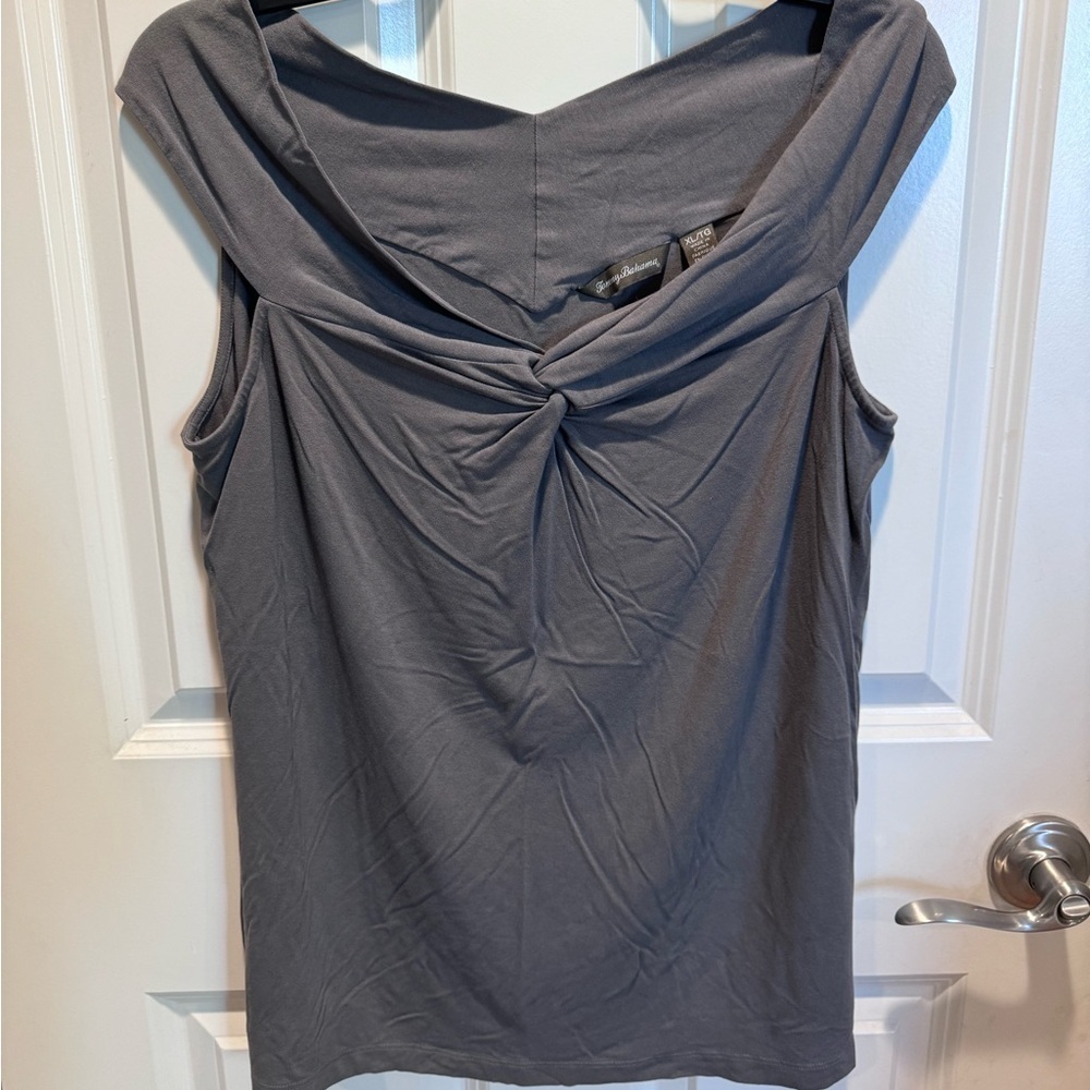 Tommy Bahama Charcoal Twist Front Tank Top